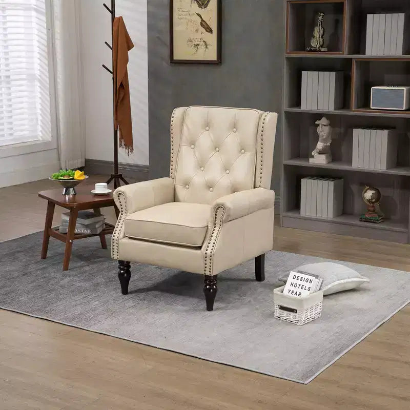Fauteuil Lounge, Fauteuil à Cadre en Bois avec Coussin Amovible, Fauteuil d'Appoint Moderne et Chaise de Loisirs Compatible avec le Salon, la Chambre à Coucher