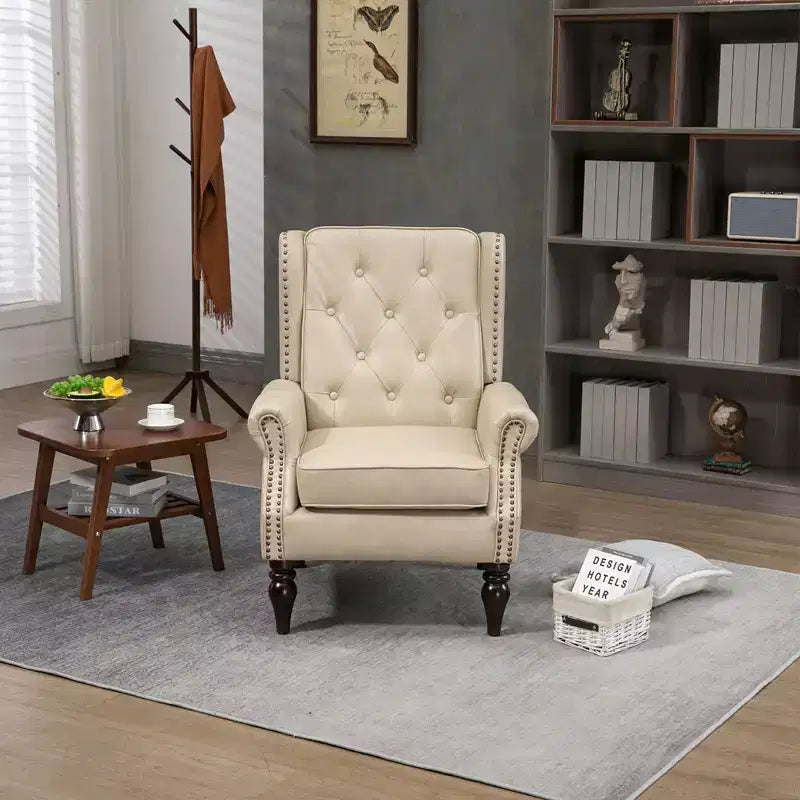 Fauteuil Lounge, Fauteuil à Cadre en Bois avec Coussin Amovible, Fauteuil d'Appoint Moderne et Chaise de Loisirs Compatible avec le Salon, la Chambre à Coucher