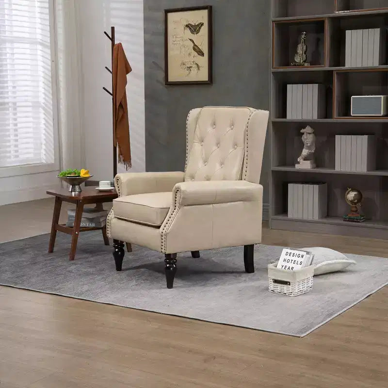 Fauteuil Lounge, Fauteuil à Cadre en Bois avec Coussin Amovible, Fauteuil d'Appoint Moderne et Chaise de Loisirs Compatible avec le Salon, la Chambre à Coucher