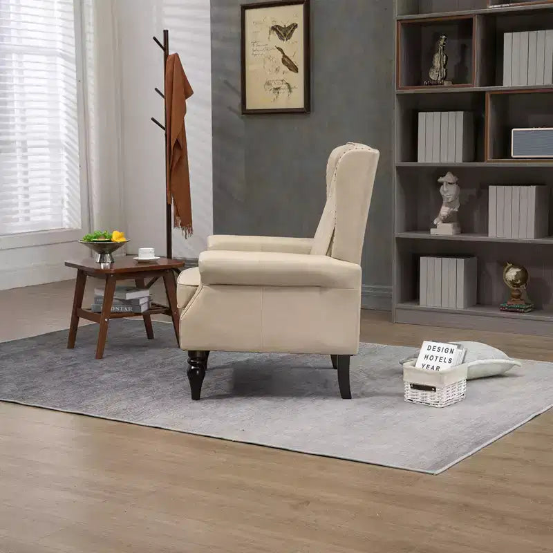 Fauteuil Lounge, Fauteuil à Cadre en Bois avec Coussin Amovible, Fauteuil d'Appoint Moderne et Chaise de Loisirs Compatible avec le Salon, la Chambre à Coucher