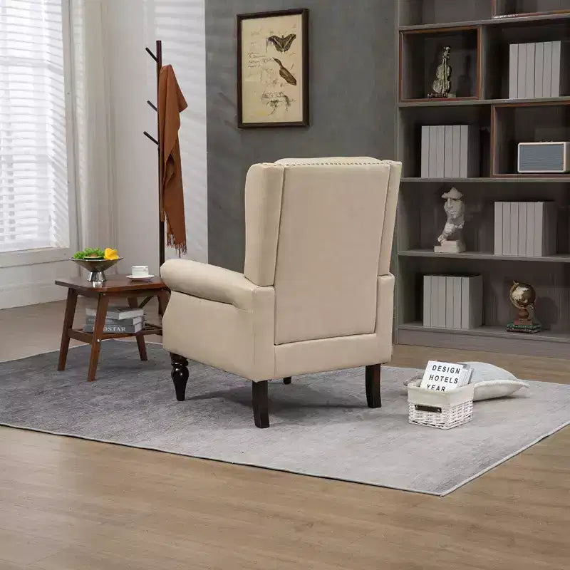 Fauteuil Lounge, Fauteuil à Cadre en Bois avec Coussin Amovible, Fauteuil d'Appoint Moderne et Chaise de Loisirs Compatible avec le Salon, la Chambre à Coucher