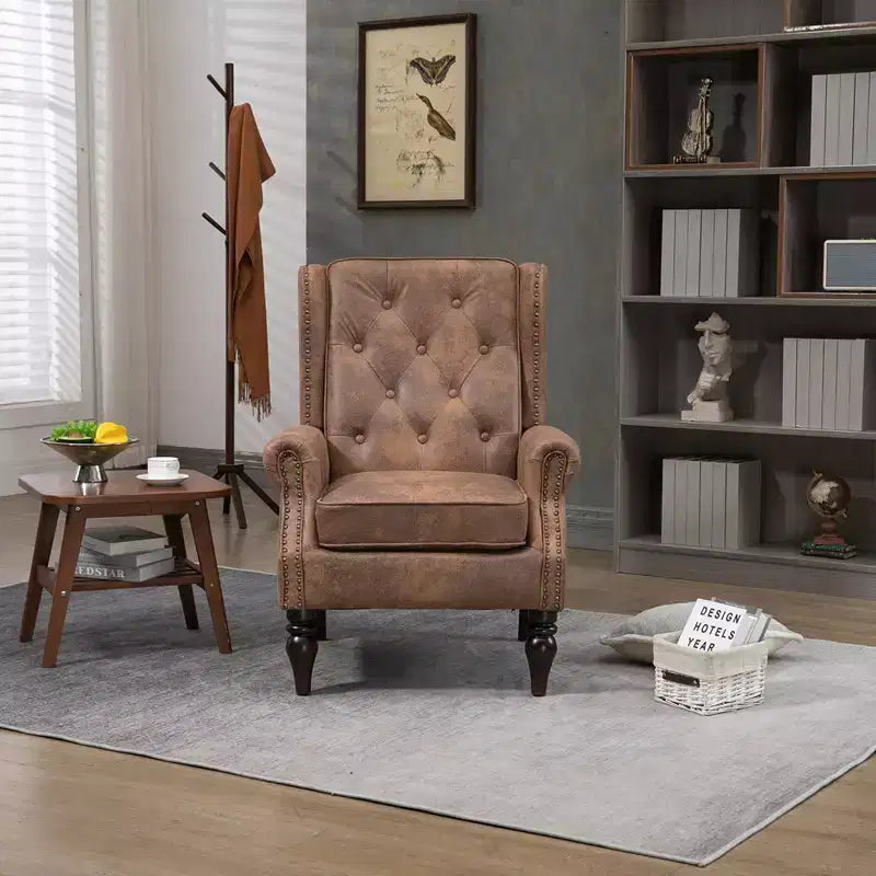 Fauteuil Lounge, Fauteuil à Cadre en Bois avec Coussin Amovible, Fauteuil d'Appoint Moderne et Chaise de Loisirs Compatible avec le Salon, la Chambre à Coucher
