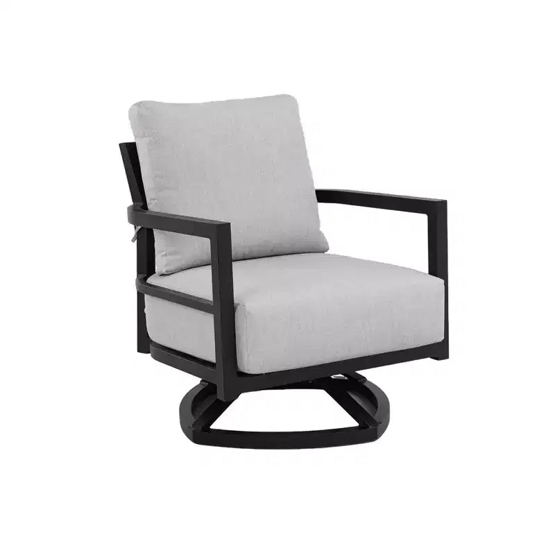 Fauteuil pivotant d'extérieur moderne en aluminium Christopher Knight Home Rebecca avec coussins épais Sunbrella