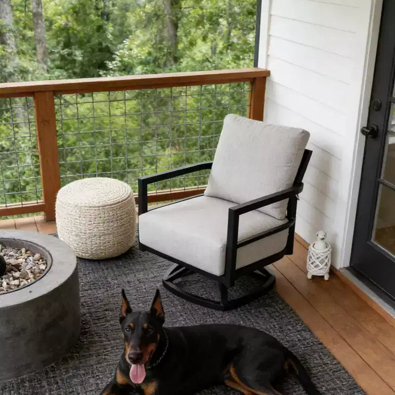Fauteuil pivotant d'extérieur moderne en aluminium Christopher Knight Home Rebecca avec coussins épais Sunbrella
