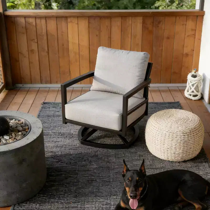 Fauteuil pivotant d'extérieur moderne en aluminium Christopher Knight Home Rebecca avec coussins épais Sunbrella