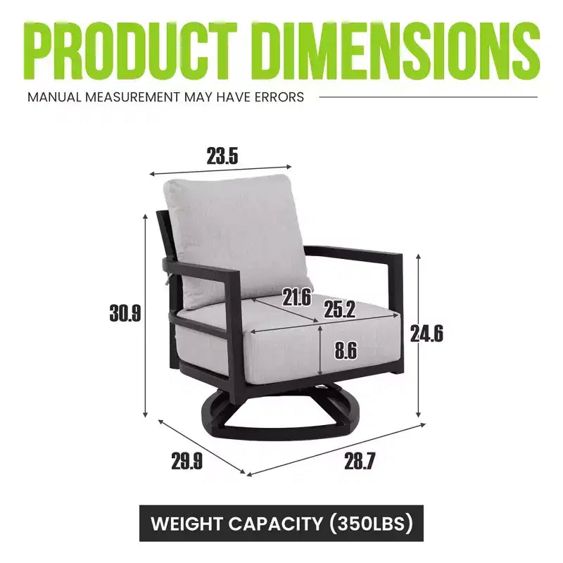 Fauteuil pivotant d'extérieur moderne en aluminium Christopher Knight Home Rebecca avec coussins épais Sunbrella