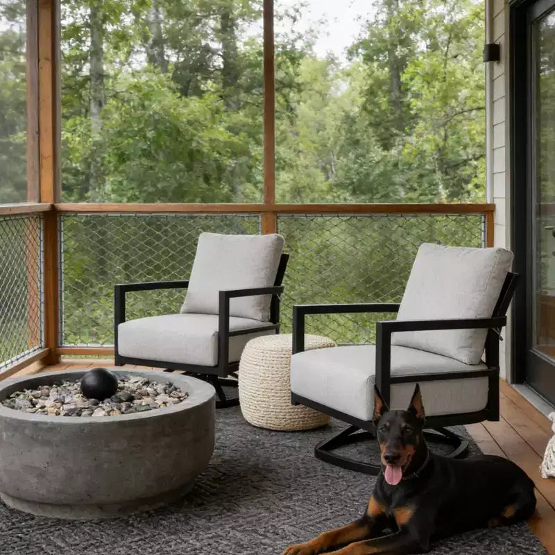 Fauteuil pivotant d'extérieur moderne en aluminium Christopher Knight Home Rebecca avec coussins épais Sunbrella