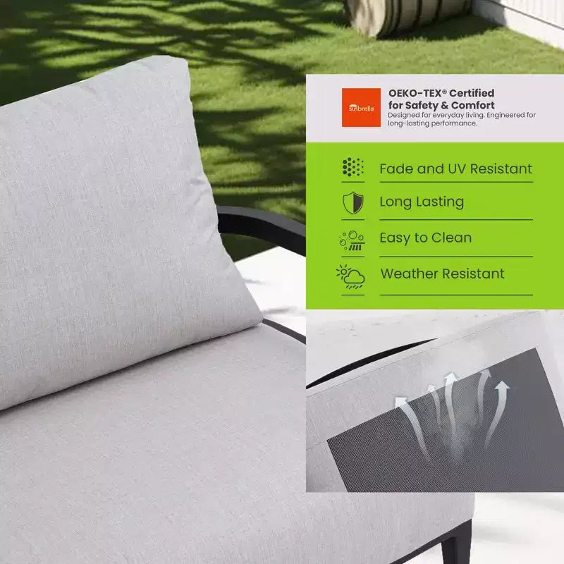Fauteuil pivotant d'extérieur moderne en aluminium Christopher Knight Home Rebecca avec coussins épais Sunbrella