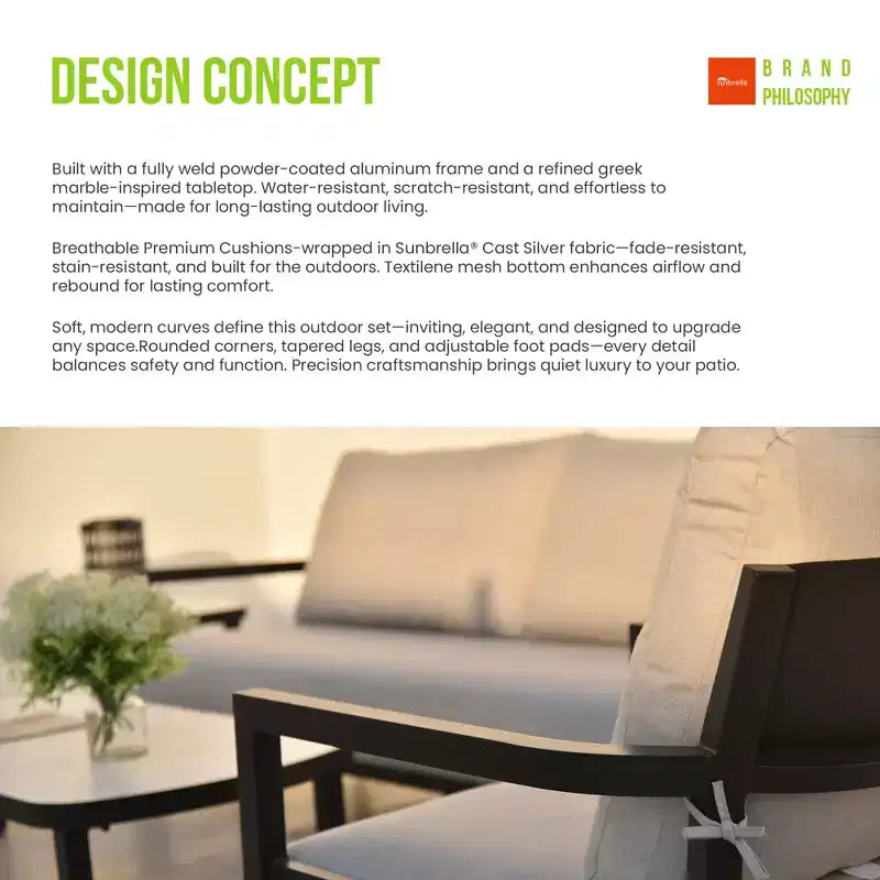 Fauteuil pivotant d'extérieur moderne en aluminium Christopher Knight Home Rebecca avec coussins épais Sunbrella