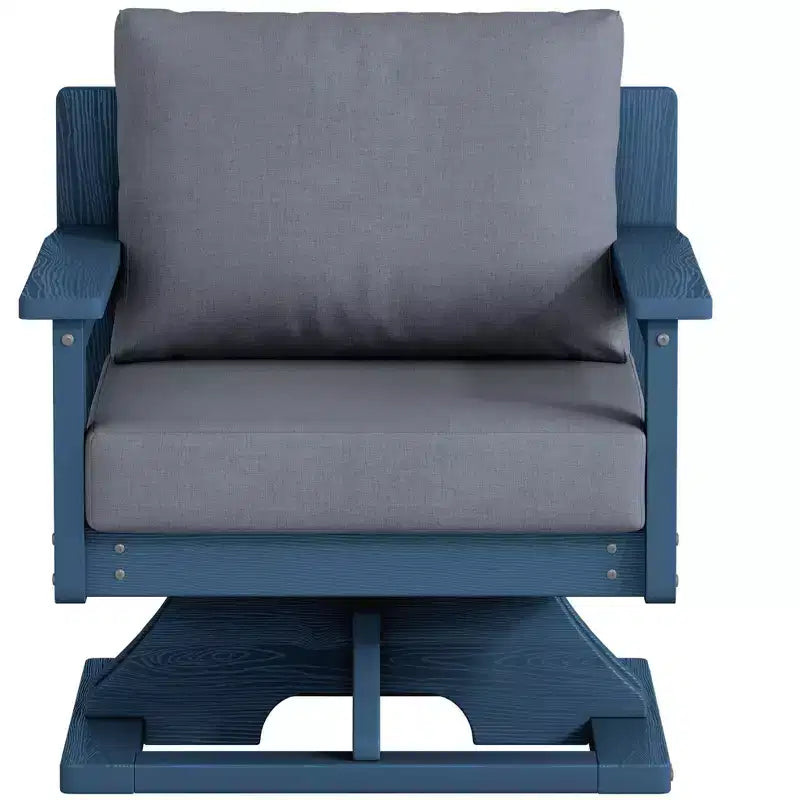 Chaise de patio pivotante Hyleory en PEHD avec coussin de qualité supérieure, chaise d'extérieur tout temps pour un confort optimal