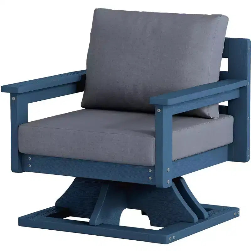Chaise de patio pivotante Hyleory en PEHD avec coussin de qualité supérieure, chaise d'extérieur tout temps pour un confort optimal