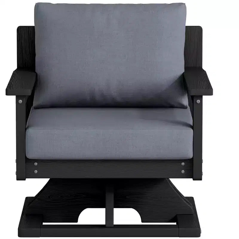 Chaise de patio pivotante Hyleory en PEHD avec coussin de qualité supérieure, chaise d'extérieur tout temps pour un confort optimal
