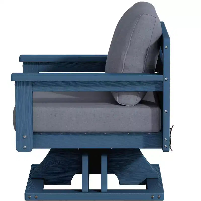 Chaise de patio pivotante Hyleory en PEHD avec coussin de qualité supérieure, chaise d'extérieur tout temps pour un confort optimal