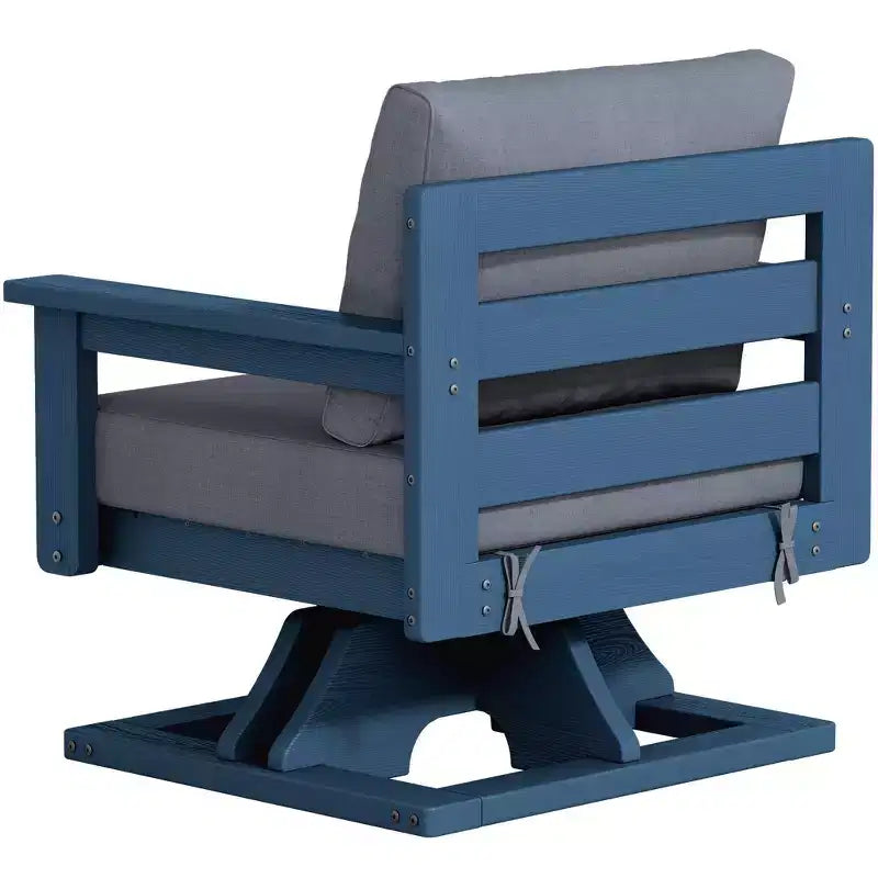 Chaise de patio pivotante Hyleory en PEHD avec coussin de qualité supérieure, chaise d'extérieur tout temps pour un confort optimal