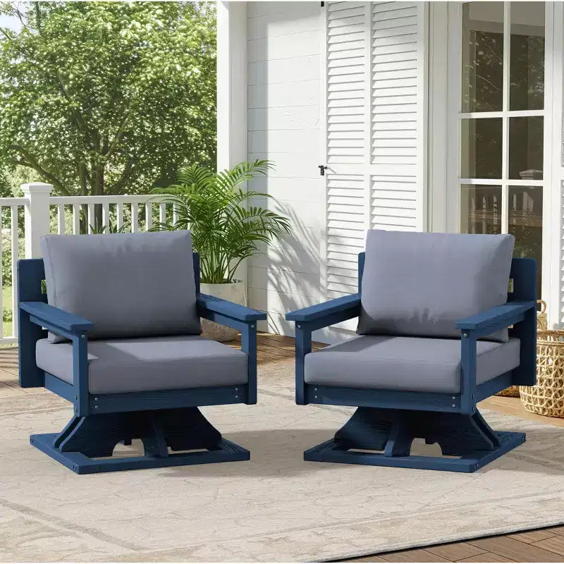 Chaise de patio pivotante Hyleory en PEHD avec coussin de qualité supérieure, chaise d'extérieur tout temps pour un confort optimal
