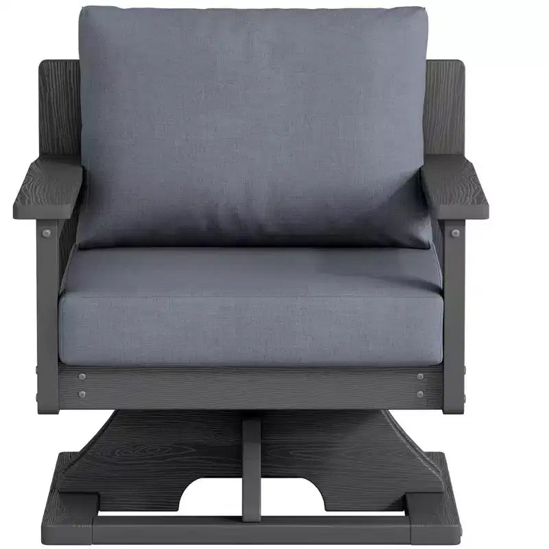 Chaise de patio pivotante Hyleory en PEHD avec coussin de qualité supérieure, chaise d'extérieur tout temps pour un confort optimal