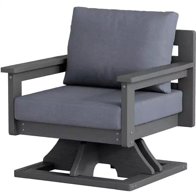 Chaise de patio pivotante Hyleory en PEHD avec coussin de qualité supérieure, chaise d'extérieur tout temps pour un confort optimal