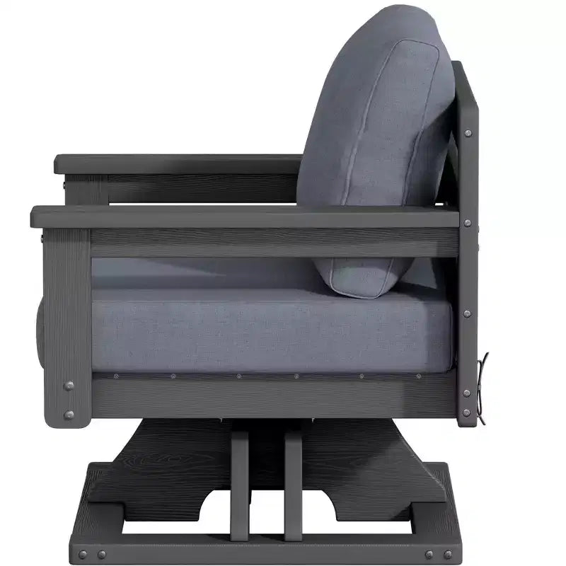 Chaise de patio pivotante Hyleory en PEHD avec coussin de qualité supérieure, chaise d'extérieur tout temps pour un confort optimal