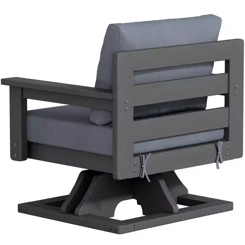 Chaise de patio pivotante Hyleory en PEHD avec coussin de qualité supérieure, chaise d'extérieur tout temps pour un confort optimal
