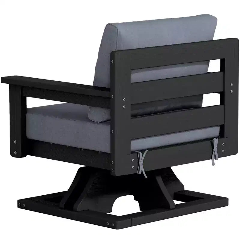 Chaise de patio pivotante Hyleory en PEHD avec coussin de qualité supérieure, chaise d'extérieur tout temps pour un confort optimal
