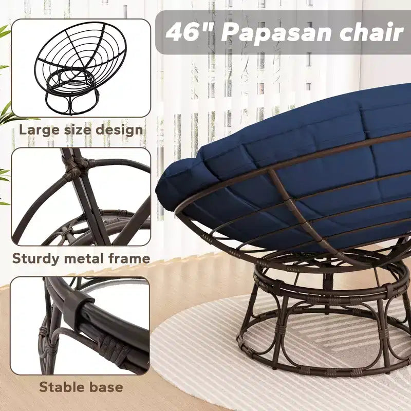 Fauteuil de patio Papasan avec coussins
