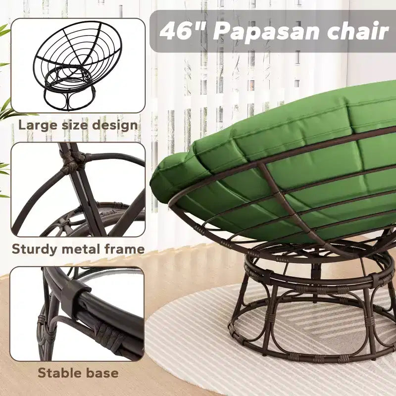 Fauteuil de patio Papasan avec coussins
