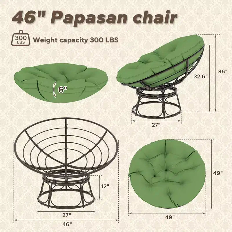 Fauteuil de patio Papasan avec coussins