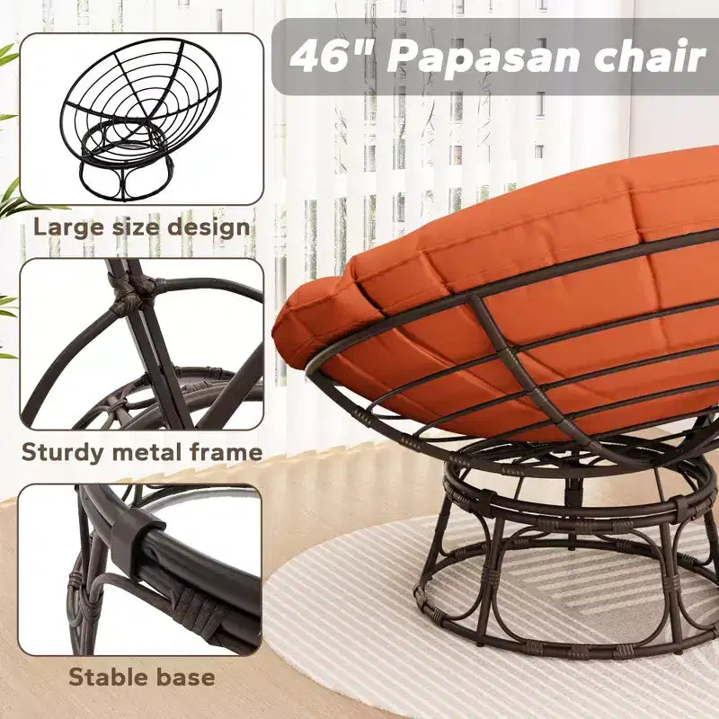 Fauteuil de patio Papasan avec coussins