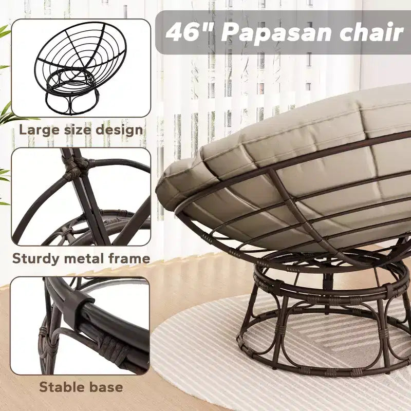 Fauteuil de patio Papasan avec coussins