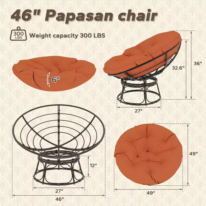 Fauteuil de patio Papasan avec coussins