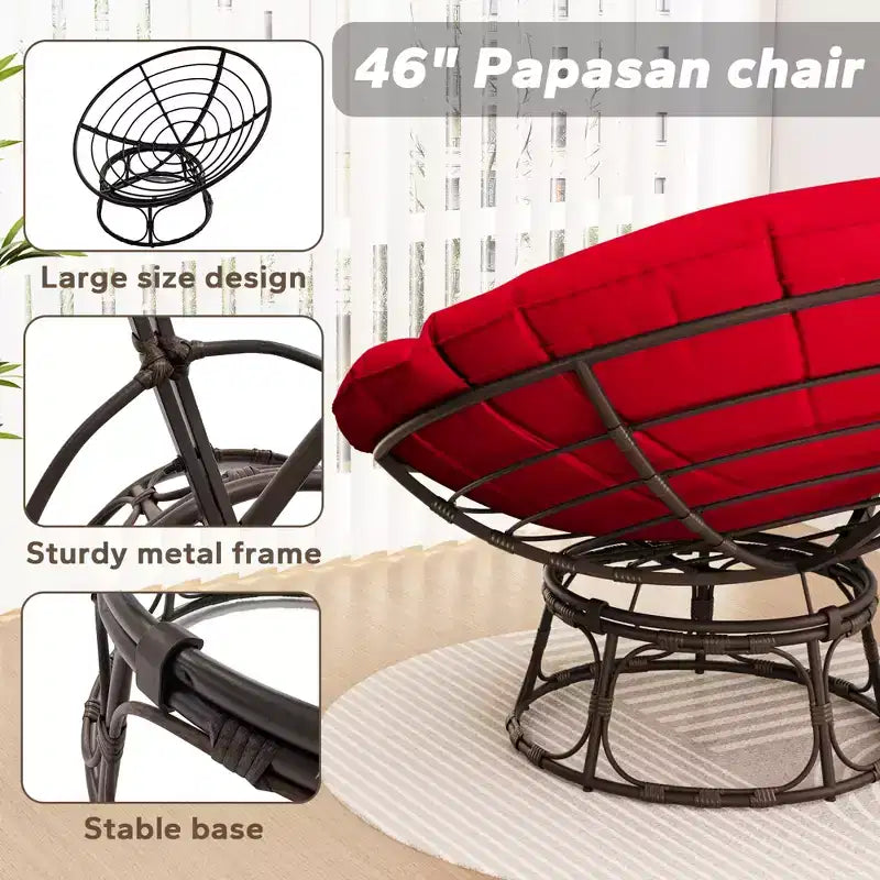 Fauteuil de patio Papasan avec coussins