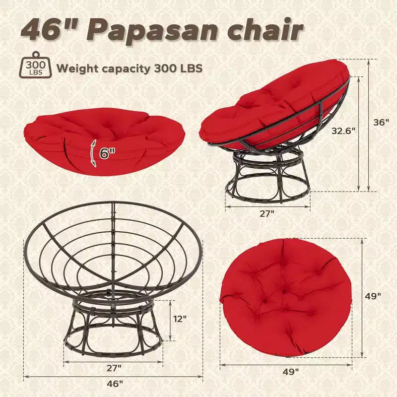 Fauteuil de patio Papasan avec coussins