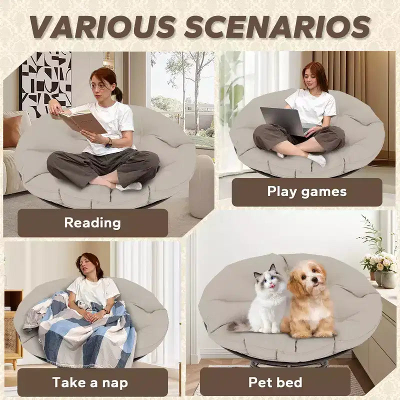 Fauteuil de patio Papasan avec coussins