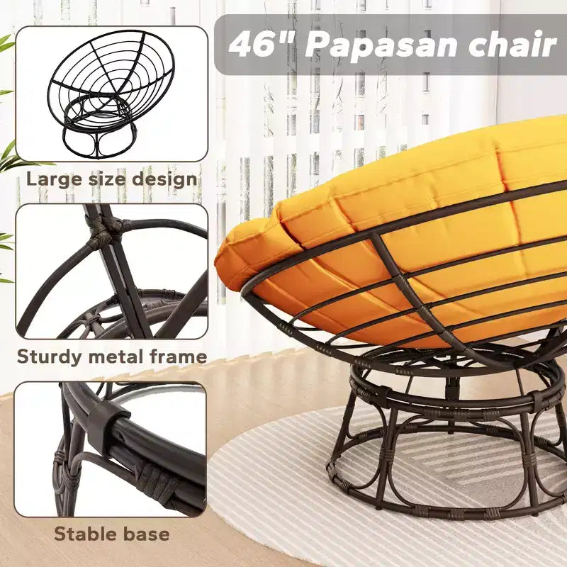 Fauteuil de patio Papasan avec coussins