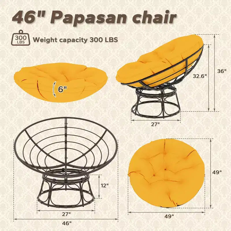 Fauteuil de patio Papasan avec coussins