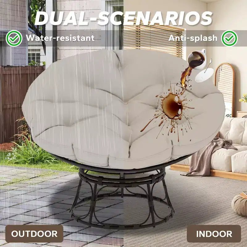 Fauteuil de patio Papasan avec coussins