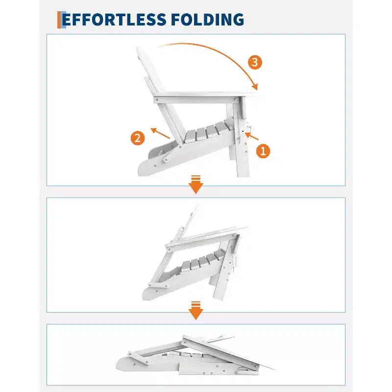 Fauteuils de patio d'extérieur tout temps avec porte-gobelets, chaises pliantes à texture bois, pour patios, terrasses, jardins, bleu marine - 1 ensemble
