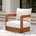 Patio Accent Chair Barrel Chair Outdoor Club Chair Curved Armchair Patio Seat with Water-Resistant Cushion & All-Weather Acacia Wood Frame -ModernLuxe