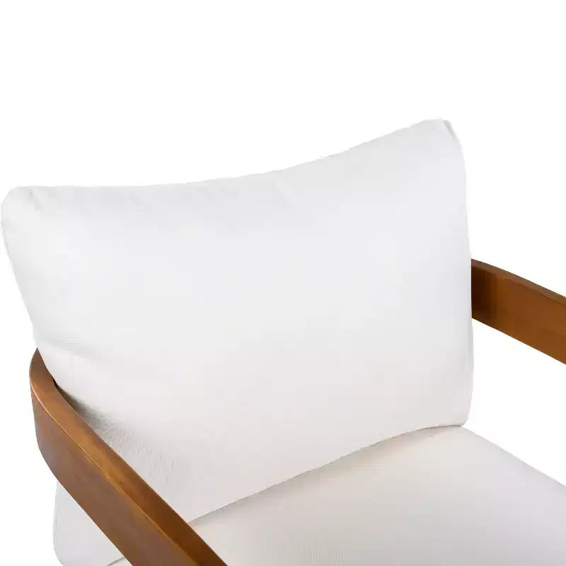 Fauteuil d'appoint de patio, fauteuil club d'extérieur en forme de tonneau, fauteuil incurvé, chaise de patio avec coussin résistant à l'eau et cadre en bois d'acacia résistant aux intempéries - ModernLuxe