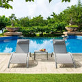 Outdoor Patio Chaise Lounge Chairs Table Set, Adjustable Aluminum Outdoor Chaise Lounge Chairs, All Weather Metal Side Table