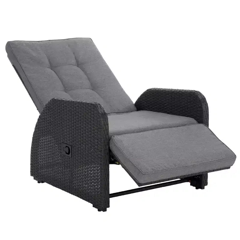 Fauteuil inclinable Millman Intérieur/Extérieur - PAT6906 - Noir/Gris - Safavieh