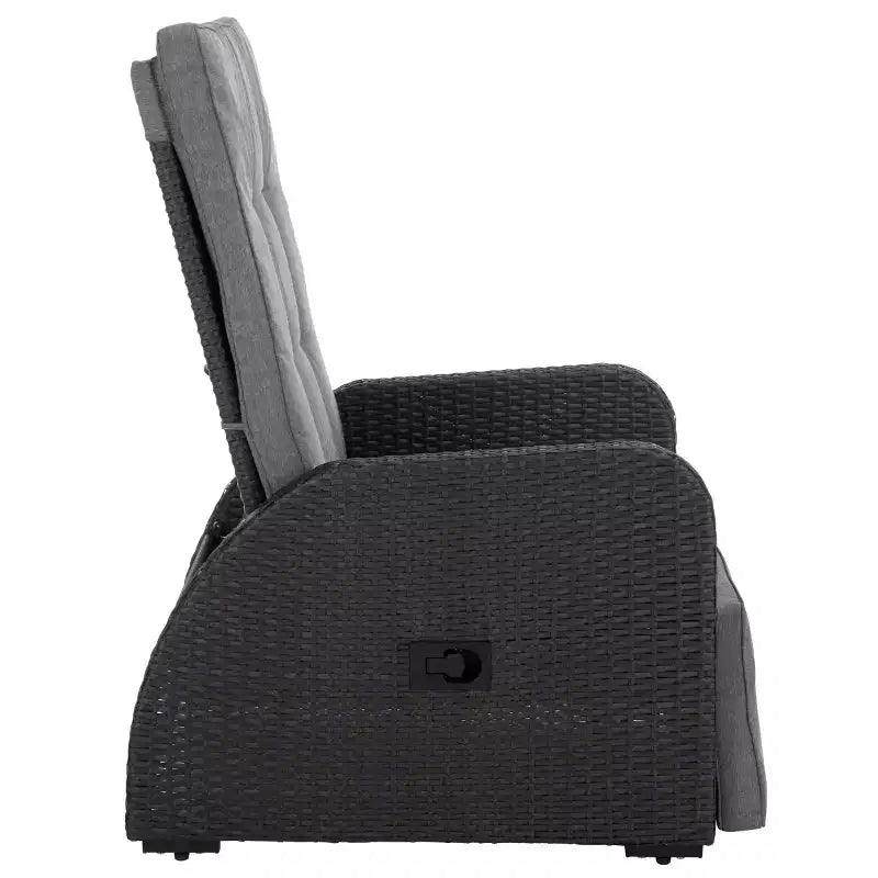 Fauteuil inclinable Millman Intérieur/Extérieur - PAT6906 - Noir/Gris - Safavieh