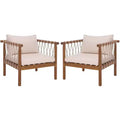 Sabrina Side Chair Indoor/Outdoor (Set of 2) - PAT6809 - Teak Brown/Cream - Safavieh