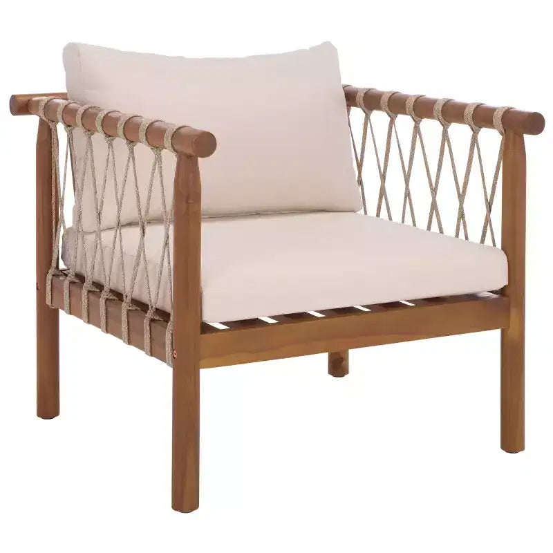 Chaise Sabrina d'intérieur/extérieur (lot de 2) - PAT6809 - Teck brun/crème - Safavieh