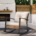 LAUSAINT HOME Outdoor Wicker Rocking Chair with Thick Cushion Modern Cozy Lounge Chair2-piece/ 1-piece