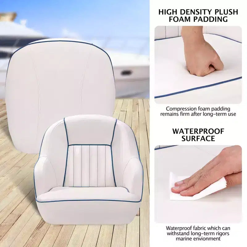 Fauteuil de capitaine de ponton – Siège baquet ergonomique avec rembourrage en mousse à compression et cadre en plastique moulé durable
