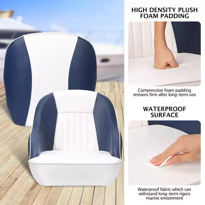 Fauteuil de capitaine de ponton – Siège baquet ergonomique avec rembourrage en mousse à compression et cadre en plastique moulé durable