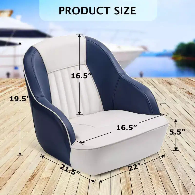 Fauteuil de capitaine de ponton – Siège baquet ergonomique avec rembourrage en mousse à compression et cadre en plastique moulé durable