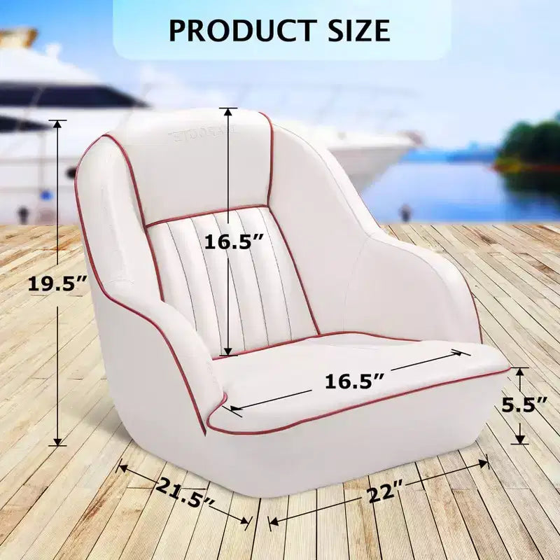 Fauteuil de capitaine de ponton – Siège baquet ergonomique avec rembourrage en mousse à compression et cadre en plastique moulé durable