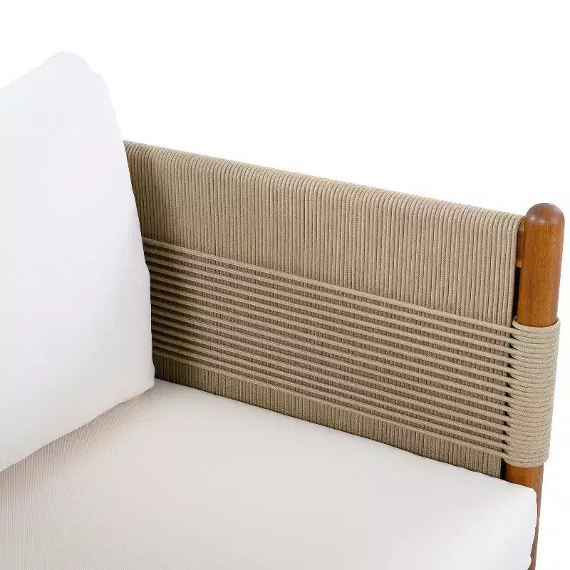 Fauteuil de jardin moderne en bois d'acacia Seungho avec tressage en corde diamant et coussins Christopher Knight Home